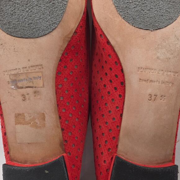 MANOLO BLAHNIK WOMEN’S SUEDE FLATS MESH ACCENTS • SIZE US 7 • MADE IN ITALY - Picture 9 of 10